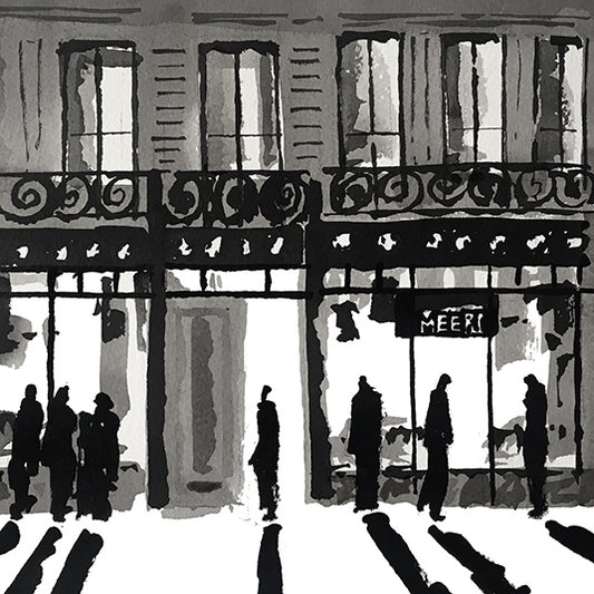 Détail d'une affiche d'Art en noir et blanc de la boutique Méert à Lille