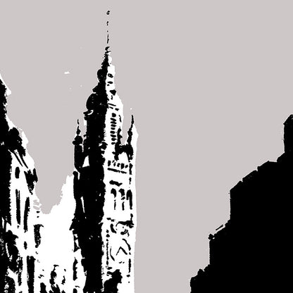 Détail d'une sérigraphie du beffroi de Lille en noir et blanc