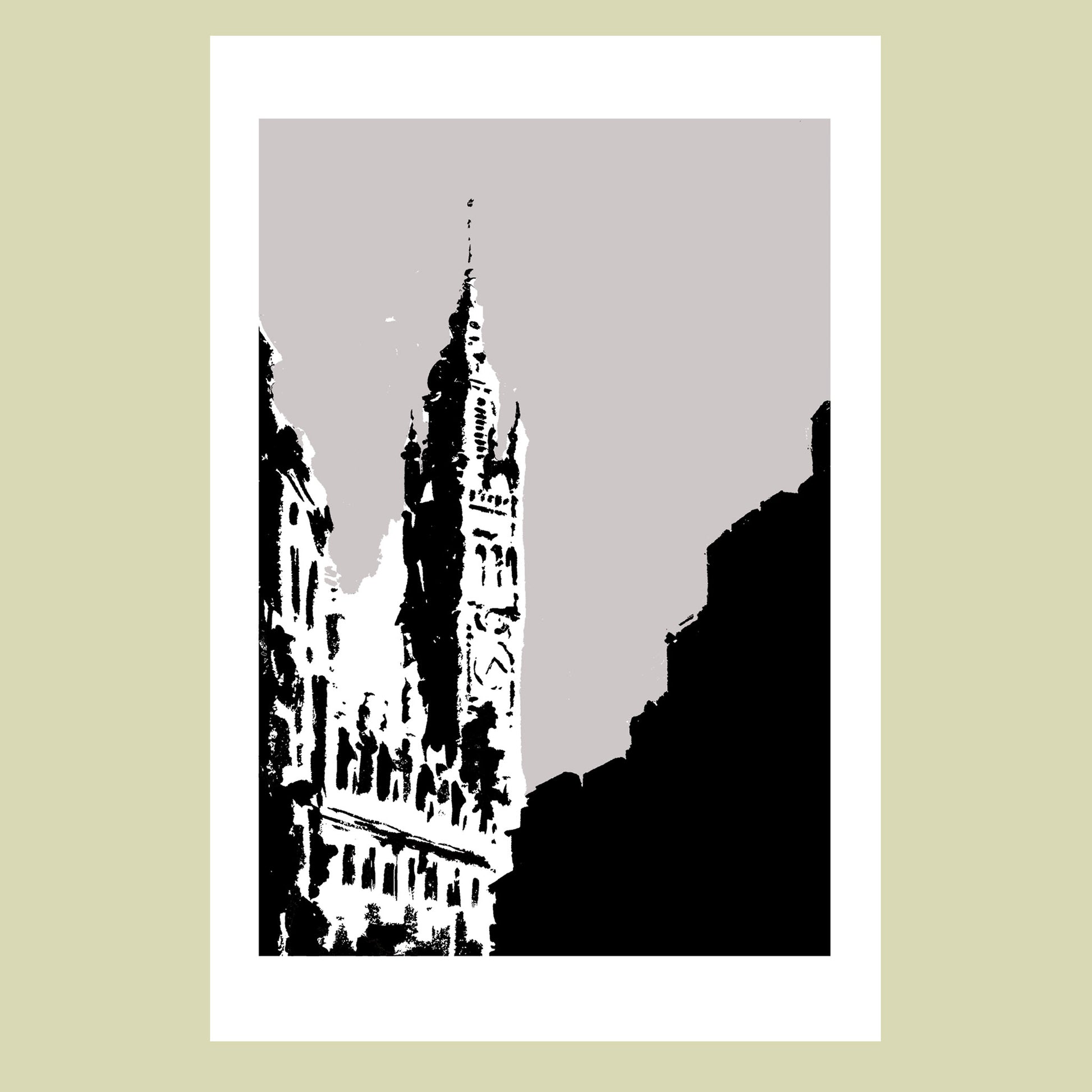 Sérigraphie du beffroi de Lille en noir et blanc