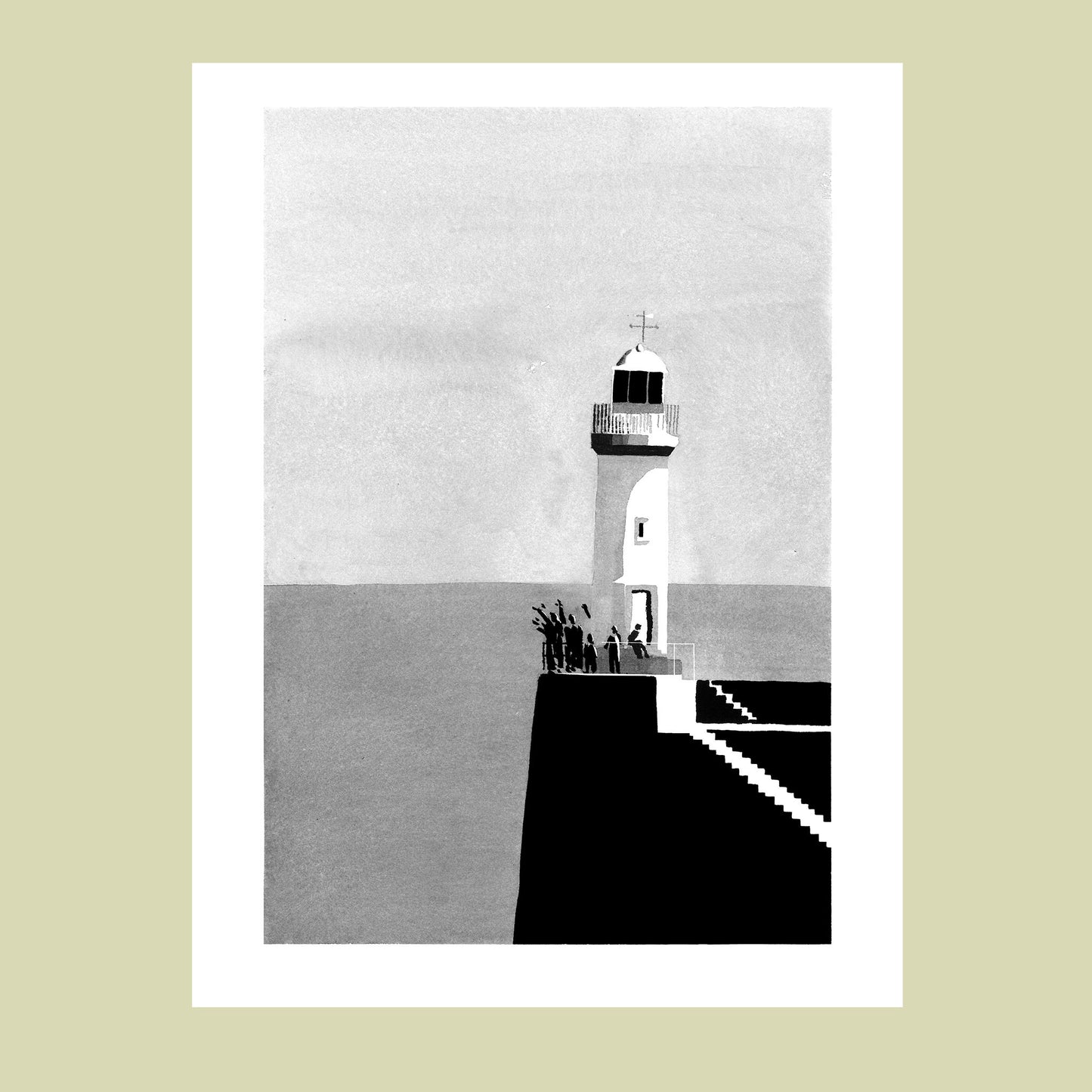 Affiche d'Art du phare du port de Palais à l'encre de chine 