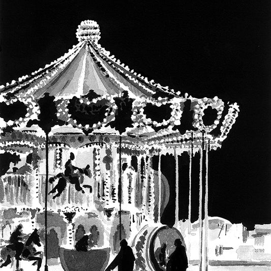 Détail affiche d'Art du carrousel illuminé du Touquet