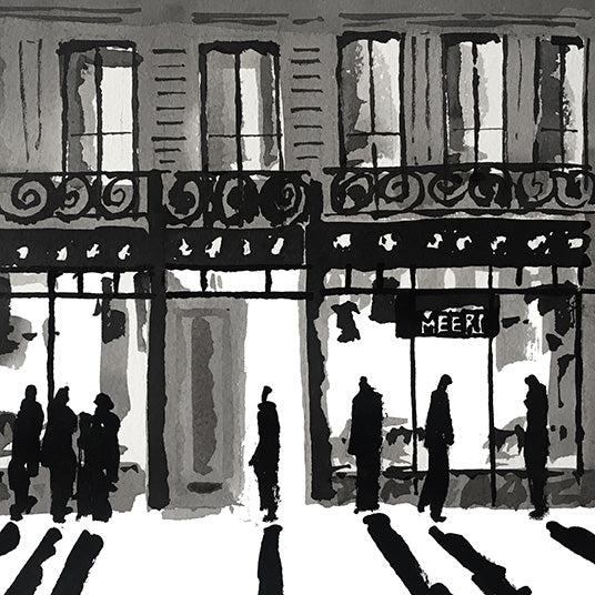 Détail d'une affiche d'Art en noir et blanc de la boutique Méert à Lille