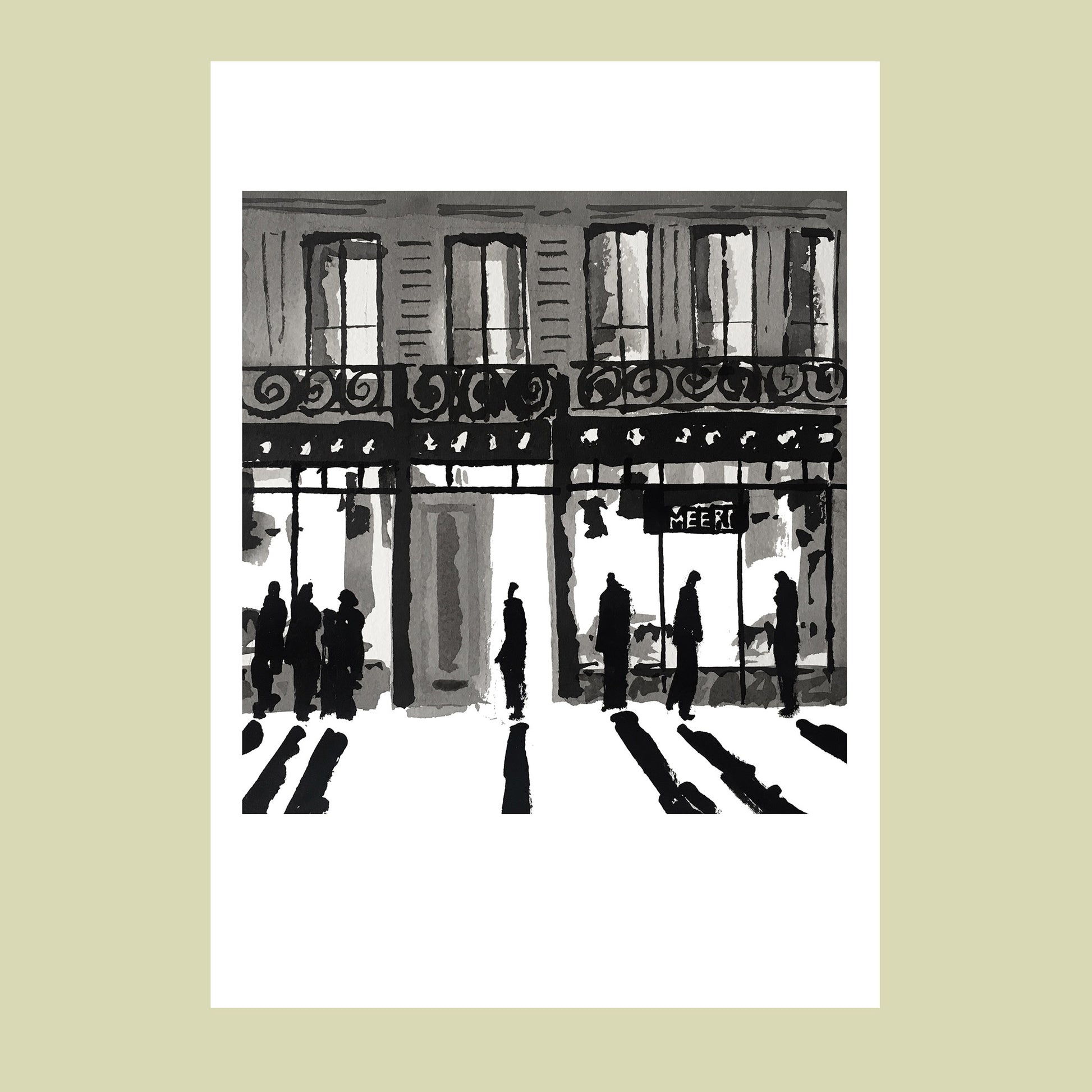 Affiche d'Art en noir et blanc de la boutique Méert à Lille
