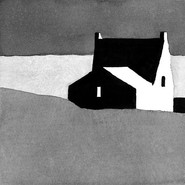 Détail d'une affiche d'Art à l'encre de chine d'une maison à Belle-île-en-Mer