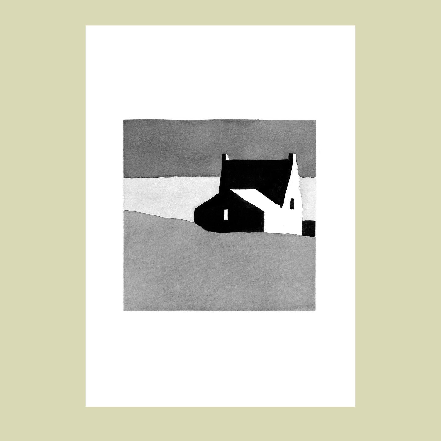 Affiche d'Art à l'encre de chine d'une maison à Belle-île-en-Mer