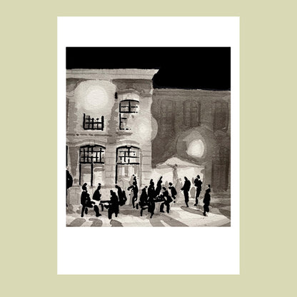 Affiche d'Art en noir et blanc du bar au Vieux de la Vieille à Lille