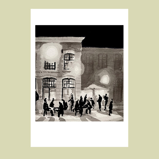 Affiche d'Art en noir et blanc du bar au Vieux de la Vieille à Lille