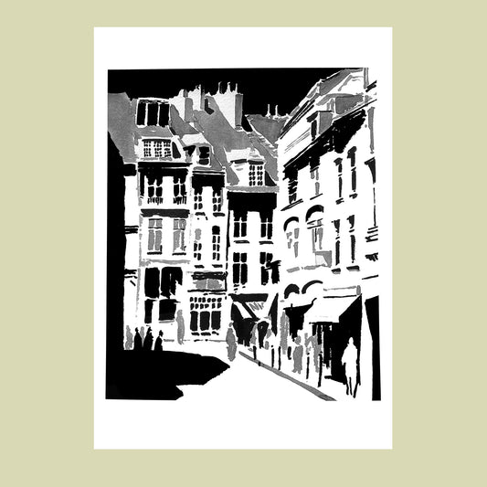 Affiche d'Art en noir et blanc des façades de Vieux-Lille