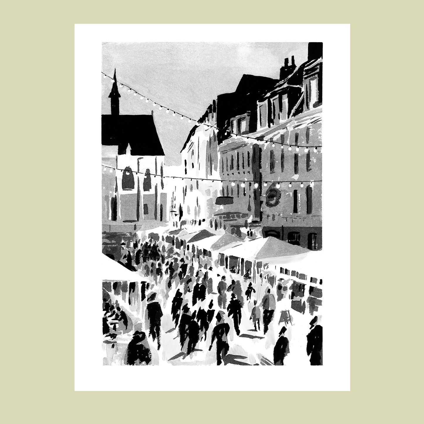 Affiche d'art de Rihour à Lille à l'encre de Chine