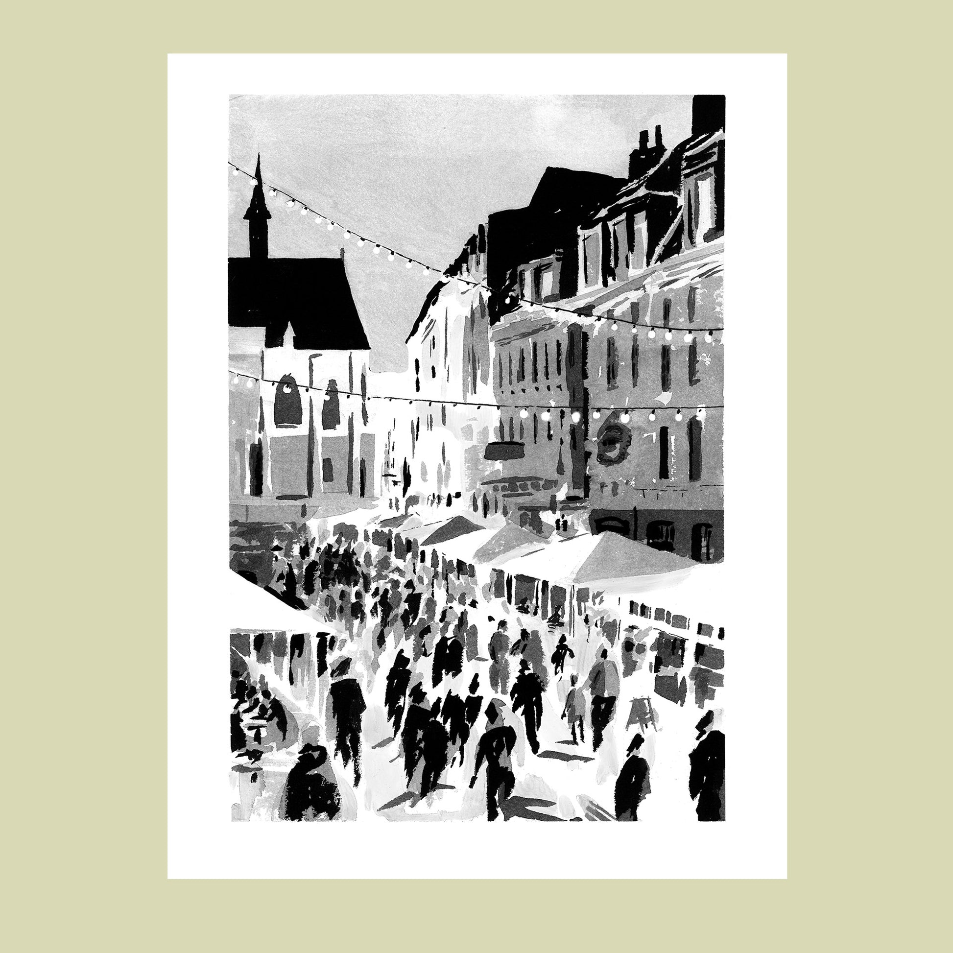 Affiche d'art de Rihour à Lille à l'encre de Chine