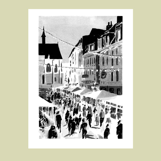 Affiche d'art de Rihour à Lille à l'encre de Chine